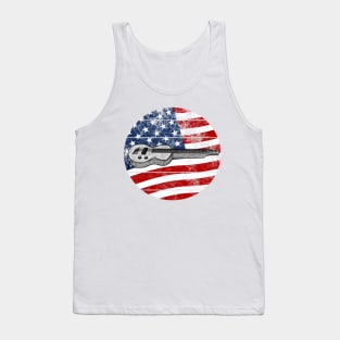 Lap Steel Guitar USA Flag Slide Guitarist Musician 4th July Tank Top